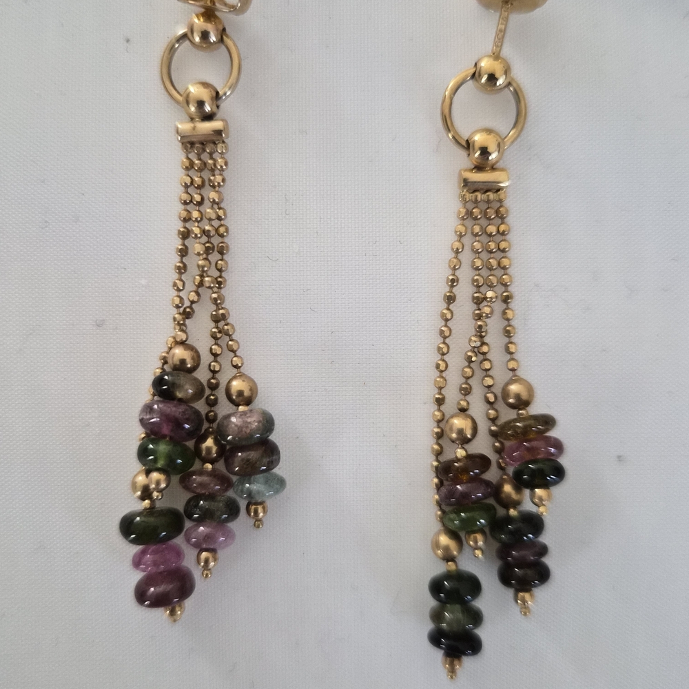 Chic Gold and Multicolor Dangle Earrings